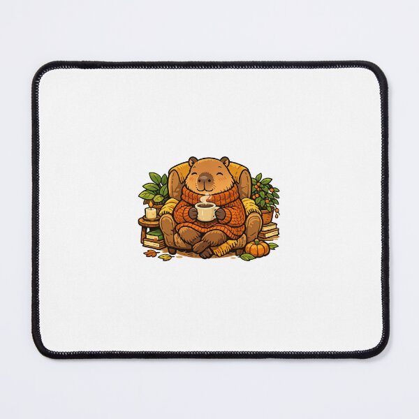 Item preview, Cozy Capybara with Coffee | Cute Autumn Illustration designed and sold by Cozy Art for Cozy Souls.