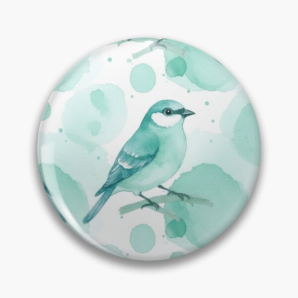 Item preview, Watercolor Mint and Teal Songbird with Watercolor Blobs designed and sold by wissal.studio.