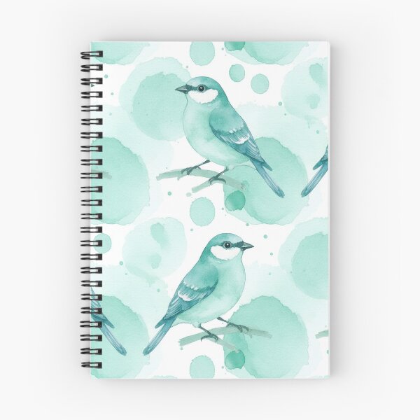 Item preview, Watercolor Mint and Teal Songbird with Watercolor Blobs designed and sold by wissal.studio.