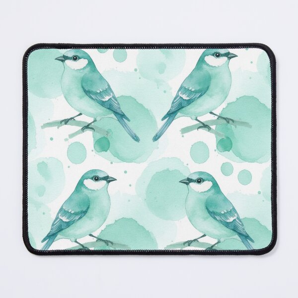 Item preview, Watercolor Mint and Teal Songbird with Watercolor Blobs designed and sold by wissal.studio.