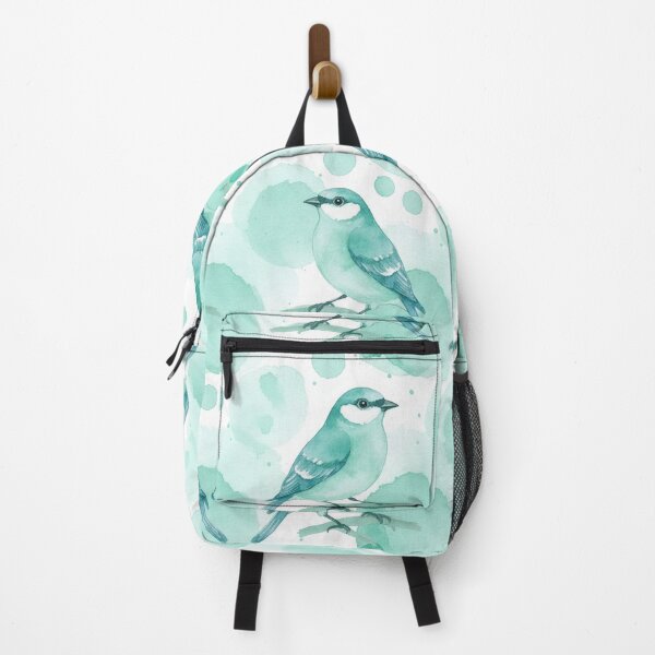Item preview, Watercolor Mint and Teal Songbird with Watercolor Blobs designed and sold by wissal.studio.