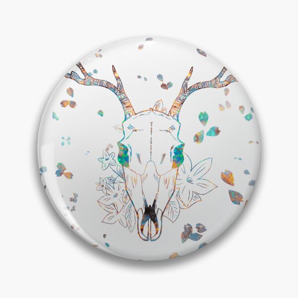 Item preview, Whimsigoth Iridescent Deer Skull Floral Pattern on White designed and sold by Little Wimbly.