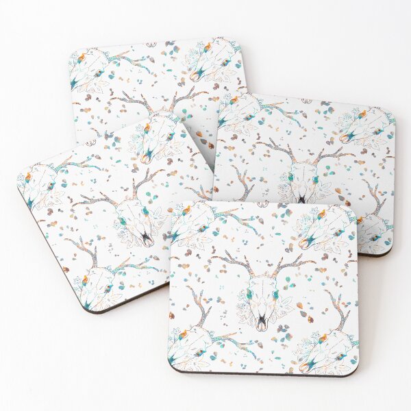 Item preview, Whimsigoth Iridescent Deer Skull Floral Pattern on White designed and sold by Little Wimbly.