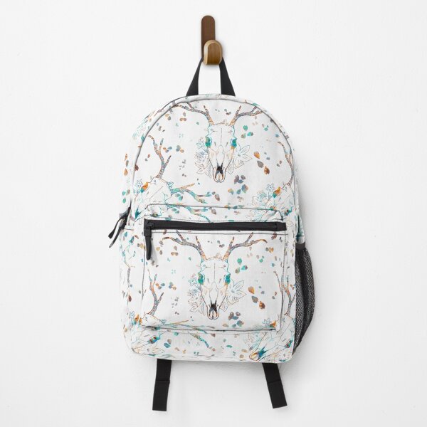 Item preview, Whimsigoth Iridescent Deer Skull Floral Pattern on White designed and sold by Little Wimbly.