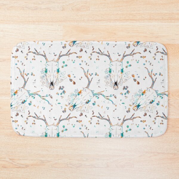 Item preview, Whimsigoth Iridescent Deer Skull Floral Pattern on White designed and sold by Little Wimbly.