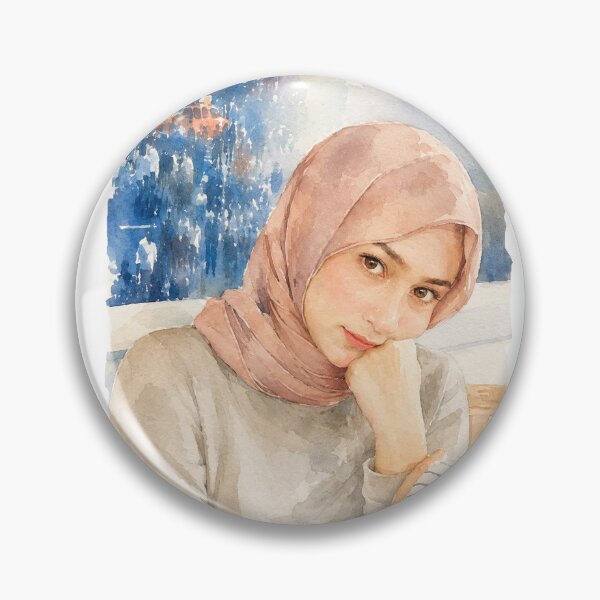 Item preview, Watercolor Hijab Portrait traditional illustration designed and sold by sabartgunpla.