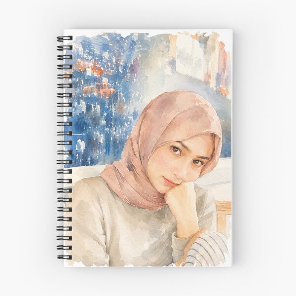 Item preview, Watercolor Hijab Portrait traditional illustration designed and sold by sabartgunpla.