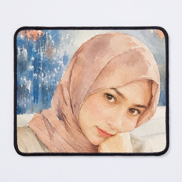 Item preview, Watercolor Hijab Portrait traditional illustration designed and sold by sabartgunpla.