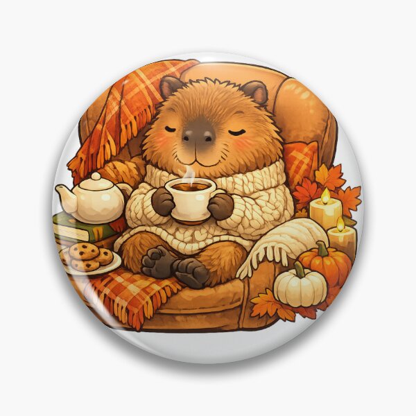 Item preview, Cozy Capybara Tea Time | Cute Autumn Illustration designed and sold by Cozy Art for Cozy Souls.