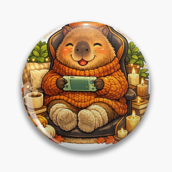 Item preview, Cozy Gamer Capybara | Cute Autumn Gaming Illustration designed and sold by Cozy Art for Cozy Souls.