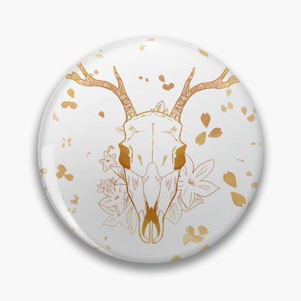 Item preview, Whimsigoth Golden Deer Skull Floral Pattern on White designed and sold by Little Wimbly.