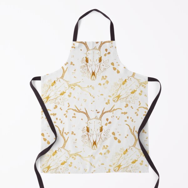 Item preview, Whimsigoth Golden Deer Skull Floral Pattern on White designed and sold by Little Wimbly.