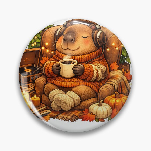 Item preview, Cozy Music Lover Capybara | Cute Autumn Illustration designed and sold by Cozy Art for Cozy Souls.