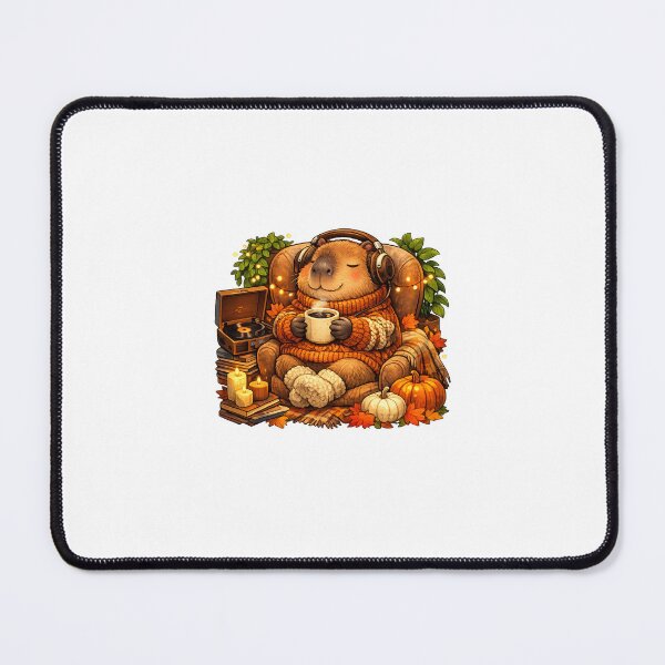 Item preview, Cozy Music Lover Capybara | Cute Autumn Illustration designed and sold by Cozy Art for Cozy Souls.