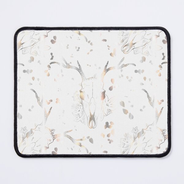Item preview, Whimsigoth Pearl Deer Skull Floral Pattern on White designed and sold by Little Wimbly.