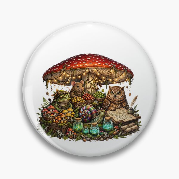 Item preview, Mushroom Night Market Forest Creatures Cottagecore Frog Mouse Owl Goblincore designed and sold by Neurospicy Trolls.
