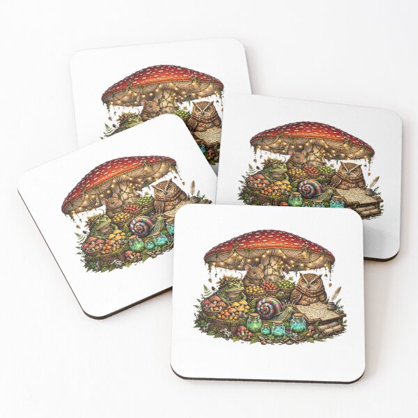 Item preview, Mushroom Night Market Forest Creatures Cottagecore Frog Mouse Owl Goblincore designed and sold by Neurospicy Trolls.