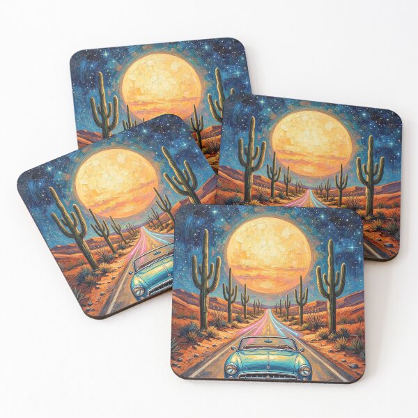 Item preview, Midnight Starry Desert Drive Impressionist Oil Painting designed and sold by dougkeder.