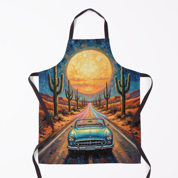 Item preview, Midnight Starry Desert Drive Impressionist Oil Painting designed and sold by dougkeder.