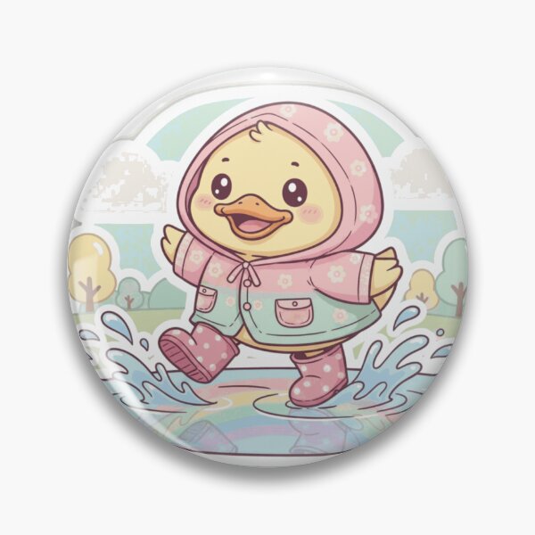 Item preview, Cute Kawaii Duck in Raincoat Splashing in Puddle Sticker | Adorable Baby Duck Cartoon designed and sold by Mokshuu--56.