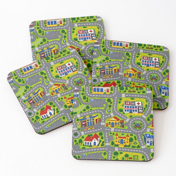 Item preview, Retro 90s Kids Road Play Carpet Pattern, Toy Car City Nostalgia designed and sold by 365CarMods Official.