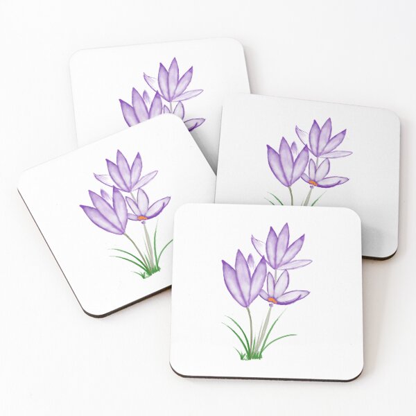 Item preview, Hand Painted Purple Crocus Flower Watercolor Botanical Sticker Design designed and sold by atshirtdesigner.
