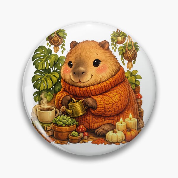 Artikelvorschau, Gemütliches Wasserschwein, ein Pflanzenliebhaber | Niedliche Pflanzenillustration im Cottagecore-Stil entworfen und verkauft von Cozy Art for Cozy Souls.