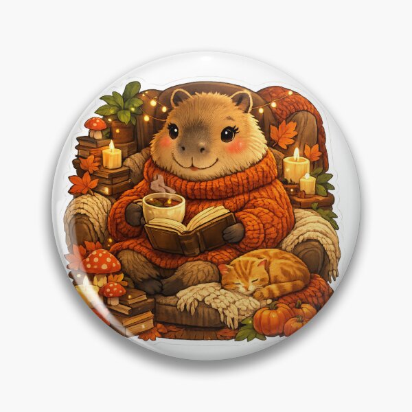Item preview, Cozy Bookworm Capybara | Cute Reading Nook Autumn Illustration designed and sold by Cozy Art for Cozy Souls.