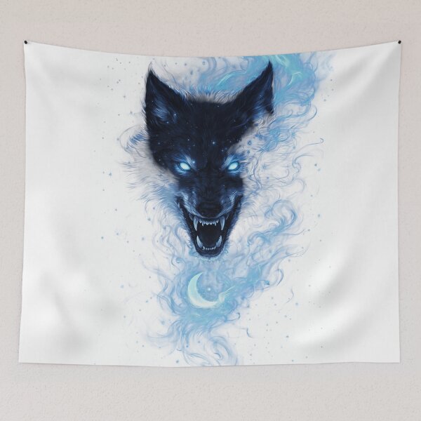 Item preview, Celestial Frost Wolf – Blue Cosmic Moon Fantasy designed and sold by RON-FASHION.