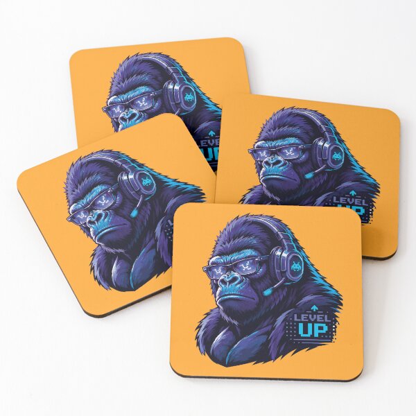 Item preview, Retro Arcade Gamer Gorilla Level Up Graphic Art designed and sold by AbderraimArt.