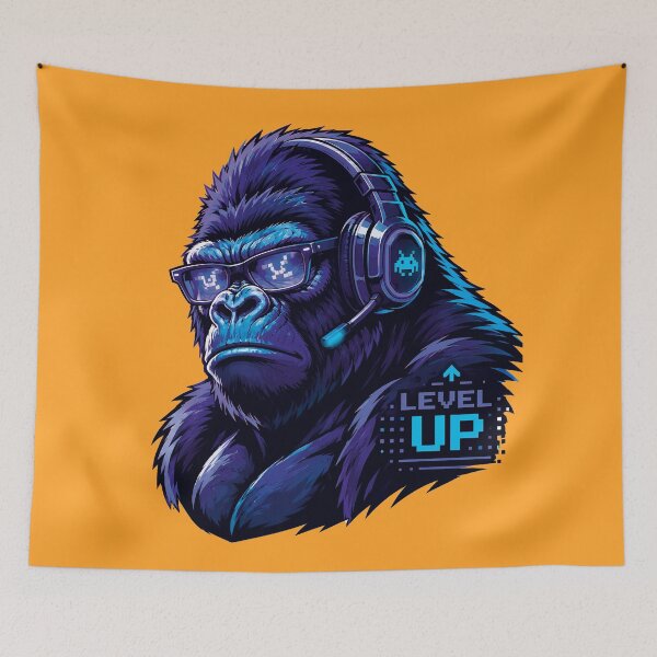 Item preview, Retro Arcade Gamer Gorilla Level Up Graphic Art designed and sold by AbderraimArt.
