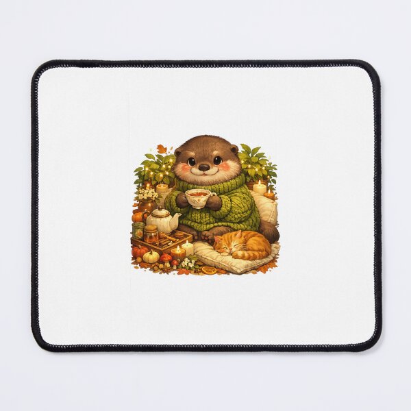 Item preview, Cozy Tea Otter | Cute Hygge Autumn Illustration designed and sold by Cozy Art for Cozy Souls.