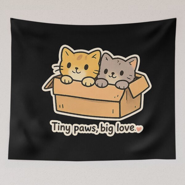 Item preview, Tiny Paws Big Love Cute Kittens in a Box Cat Lover Design designed and sold by Nawi32.