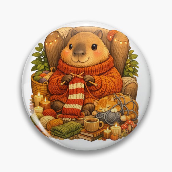 Item preview, Cozy Knitting Capybara | Cute Yarn Lover Autumn Illustration designed and sold by Cozy Art for Cozy Souls.