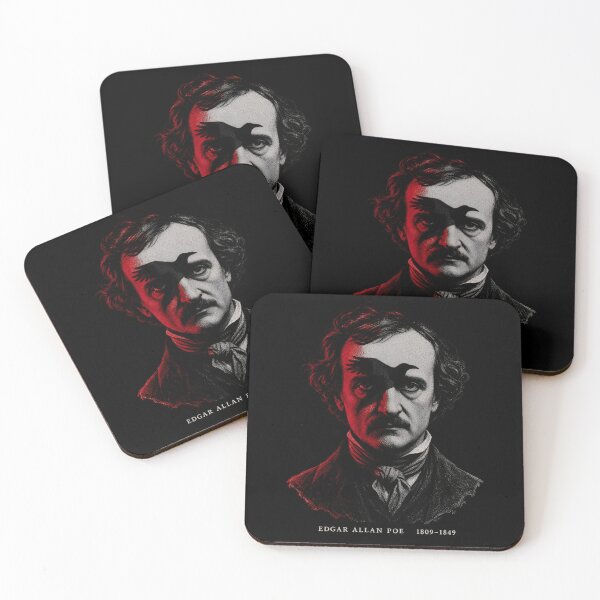 Item preview, Edgar Allan Poe – Raven Shadow Across a Red Portrait designed and sold by Fenay Designs.