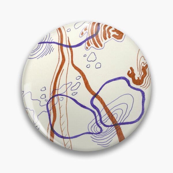 Item preview, "Water Shapes" Abstract Bronze and Blue Line Color Messy Doodle  designed and sold by BOKEbyTC.