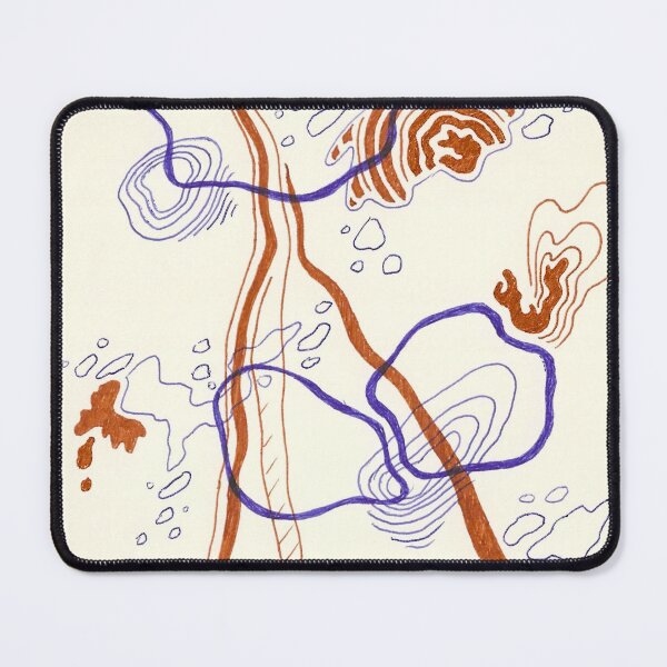 Item preview, "Water Shapes" Abstract Bronze and Blue Line Color Messy Doodle  designed and sold by BOKEbyTC.