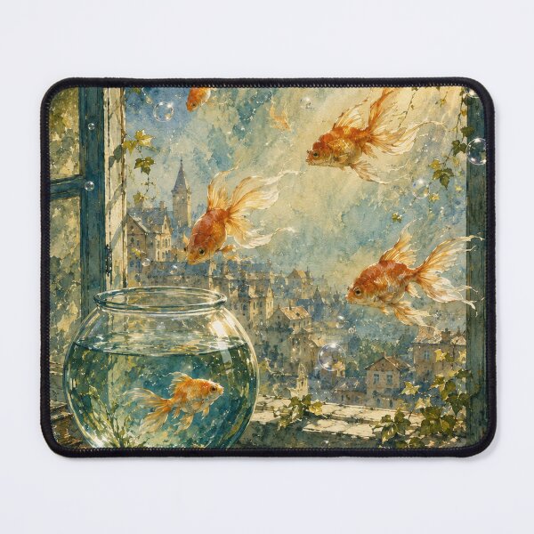 Item preview, Magical window view with floating goldfish designed and sold by careninemajesty.