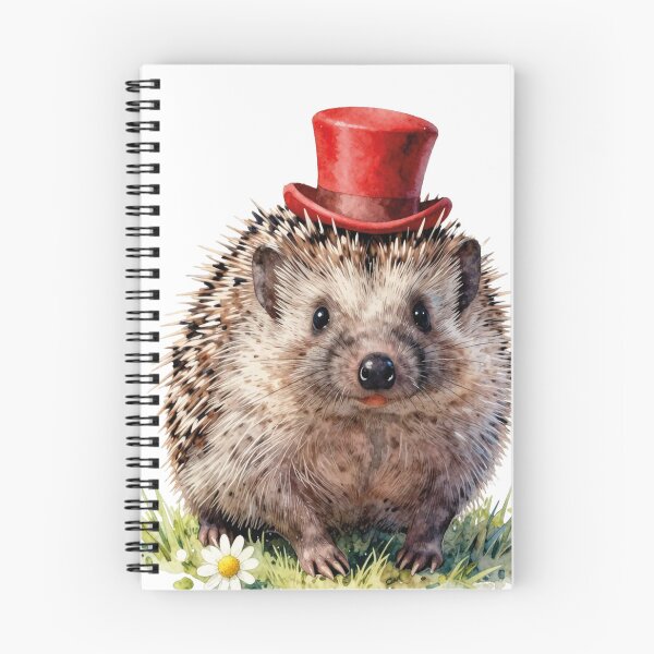 Item preview, hedgehog with red hat cream puppy watercolor  designed and sold by WildArtIT.