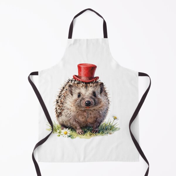 Item preview, hedgehog with red hat cream puppy watercolor designed and sold by WildArtIT.
