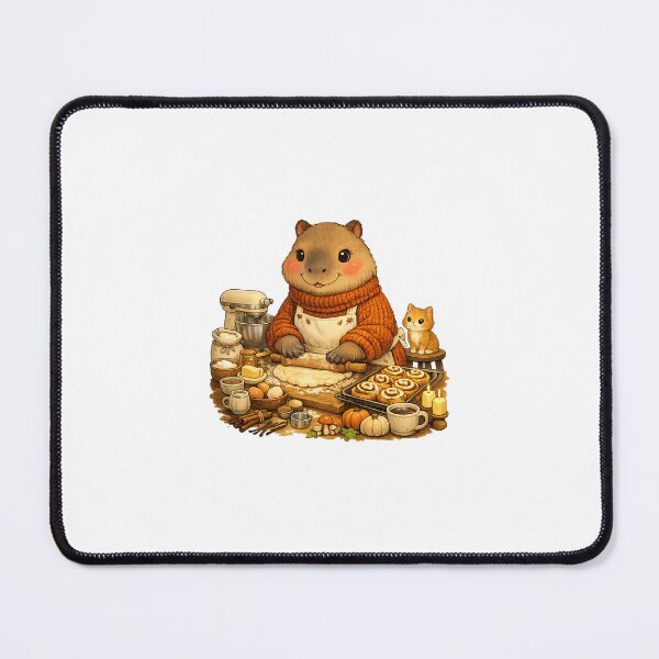 Item preview, Baking Capybara | Cozy Cinnamon Roll Cottage Kitchen Illustration designed and sold by Cozy Art for Cozy Souls.