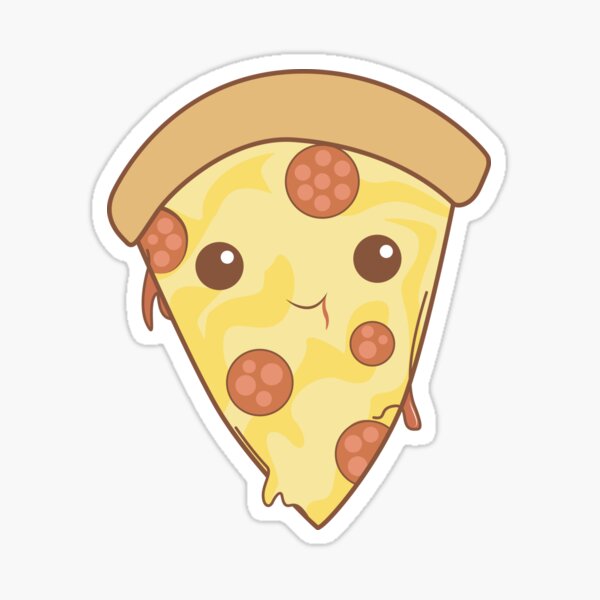 "Funny Cute Funny Pizza Slice Face Pepperoni Pizza" Sticker for Sale by