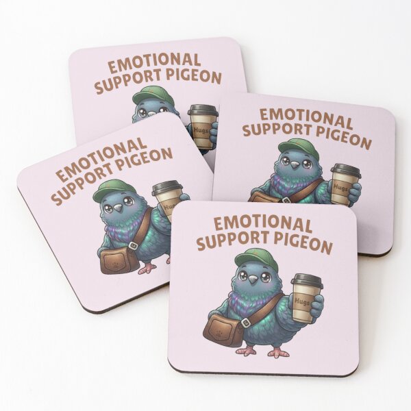 Item preview, Emotional Messenger Pigeon Cute Bird with Coffee and Bag designed and sold by Northern Glow Art.