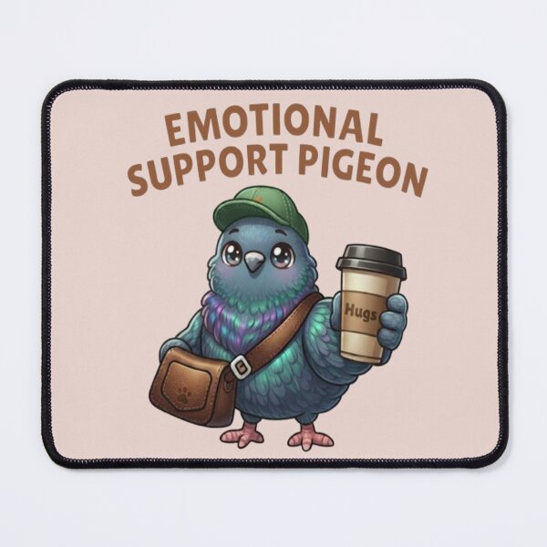Item preview, Emotional Messenger Pigeon Cute Bird with Coffee and Bag designed and sold by Northern Glow Art.