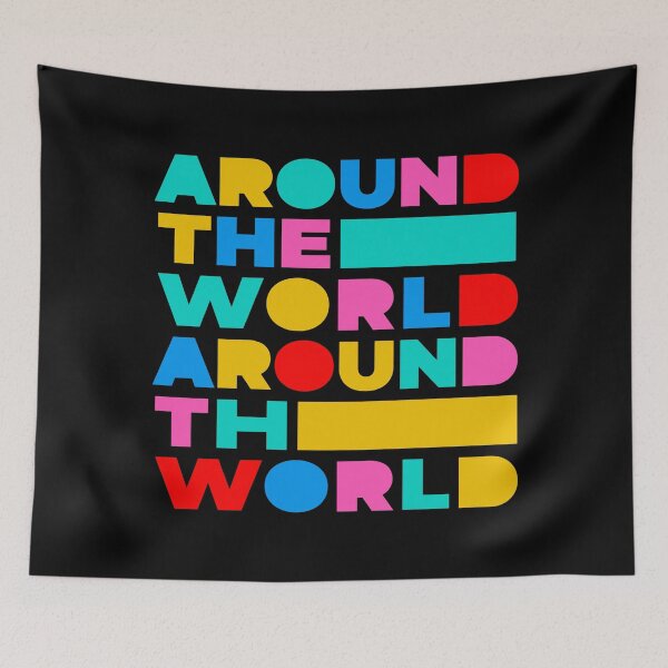 Item preview, Around the World Typography – Electronic Music Inspired Retro Quote designed and sold by paulo silveira.