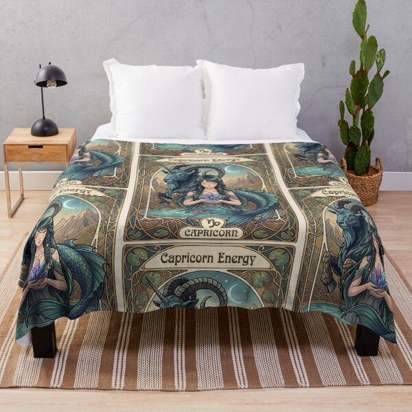 Item preview, Capricorn Energy Anime Zodiac Girl with Sea Goat – Mystical Astrology Fantasy Art Print designed and sold by RSDigitalPrintDesign.