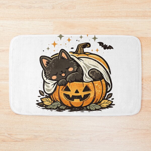 Item preview, Cute Ghost Black Cat Sleeping in Jack O' Lantern | Kawaii Halloween Kitty designed and sold by Ghostlycats2026.