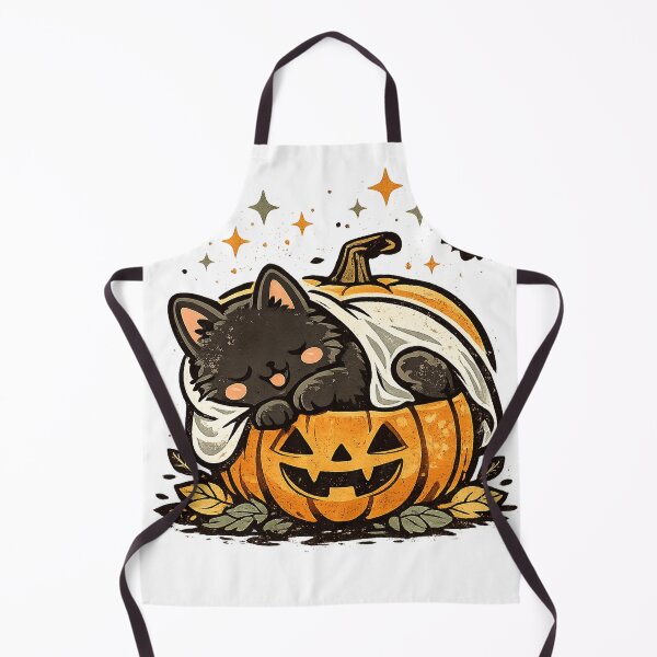 Item preview, Cute Ghost Black Cat Sleeping in Jack O' Lantern | Kawaii Halloween Kitty designed and sold by Ghostlycats2026.