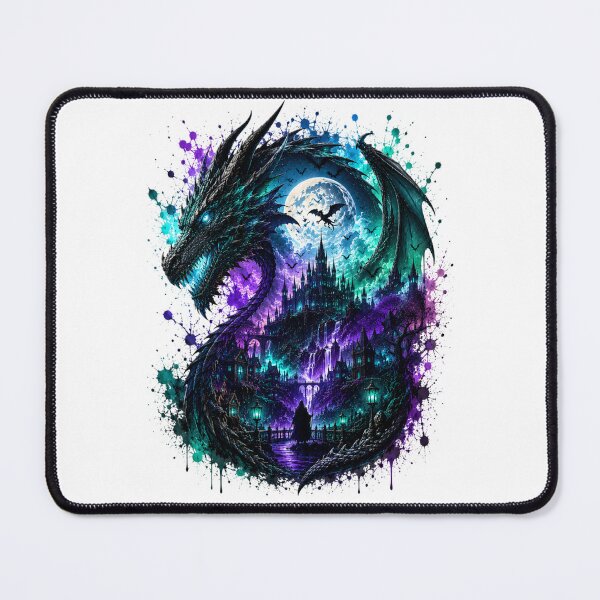 Item preview, Gothic Dragon Fantasy – Moonlit Dragon, Haunted Castle and Magical Dark Kingdom designed and sold by Limitless expressions - wear your mindset .