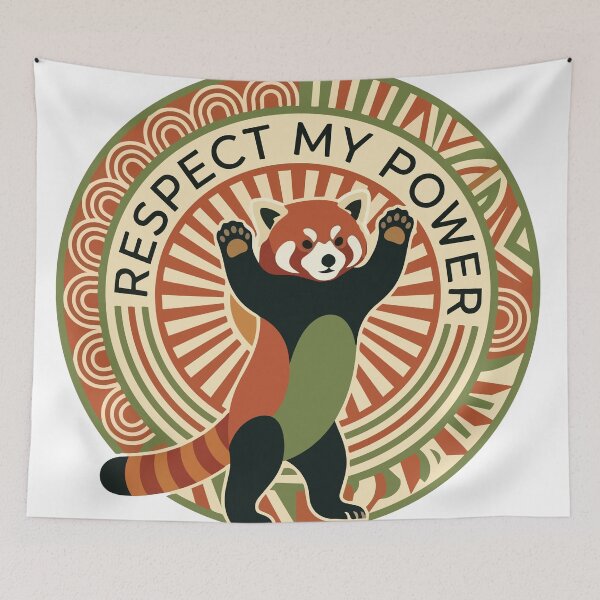 Item preview, Respect My Power Red Panda Minimalist Boho Sun designed and sold by Arc2020.
